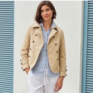 Guideboat Co Ply The Waters Nautical Beige Tan jacket buttons sailing casual L